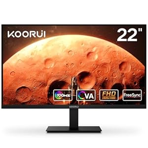 KOORUI Monitor de computadora 22 Pulgadas PC Gaming Full HD 1080P 100Hz Panel VA LCD con altavoces sincronización adaptativa (compatible con HDMI/VGA/VESA/salida de audio)
