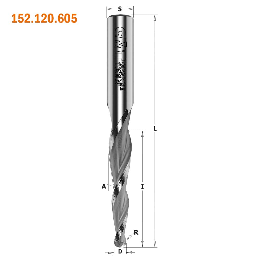 CMT ORANGE TOOLS 152.120.605 - FRESA HELICOIDAL POSITIV. RADIO CONVEXO 2D/3D D=6 S=12