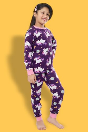 Image of Ninos Dreams Cotton Girls Full Sleeves Coord Set ! Night Suit for Girls ! Tshirt with Jogger Set