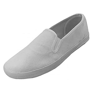 LF Wear Mens Canvas Shoes Slip on Sneakers, White 12