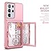 WeLoveCase for Samsung Galaxy S21 Ultra Wallet Case with Credit Card Holder & Hidden Mirror, Defender Protective Shockproof Heavy Duty Phone Cover for Samsung Galaxy S21 Ultra 5G, 6.8 inch Rose Gold