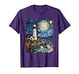 Lighthouse Sea Graphic - Van Gogh Style - Starry Night T-Shirt