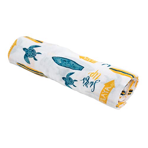 Image of Bebe au Lait Oh So Soft Muslin Swaddle Blanket, Soft Muslin Design, Stylish Pattern - Surf