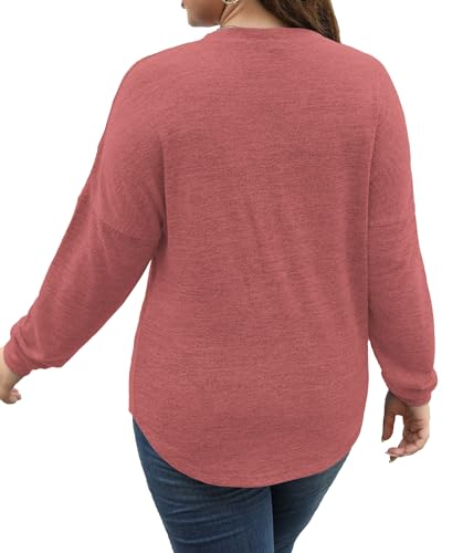 Image of Gloria&Sarah Womens Plus Size Tops Long Sleeve Henley Shirts Fall Fashion Oversized Sweatshirt Tunic Sweaters L-4XL