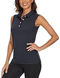 TACVASEN Golf Poloshirt Damen Sommer Tennis Shirt mit Polokragen Sport Tank Top Stretch Atmungsaktiv Polohemd, Schwarz, S