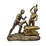 Funny Resin Dentist Statues Fixing Giant Tooth - Dental Office Desk Decor, for Dentists, Graduates & Teachers, Cute Clinic Decoration (Copper)