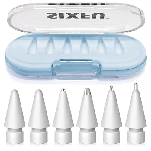 Image of Nib Tips for Apple Pencil Tips, Apple Pencil Pro Tips Set, Professional Sturdy Apple Pen Tips Replacement with Blue Case Accessories Compatible with iPad Pencil 2 /1 USB C Tips(6 PCS)