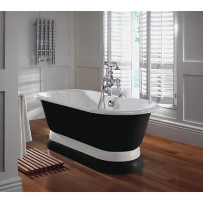 Casa Padrino Luxus Jugendstil Badewanne Schwarz/Weiß 170 x 78 x H. 58,5 cm - Freistehende Badewanne - Badezimmermöbel