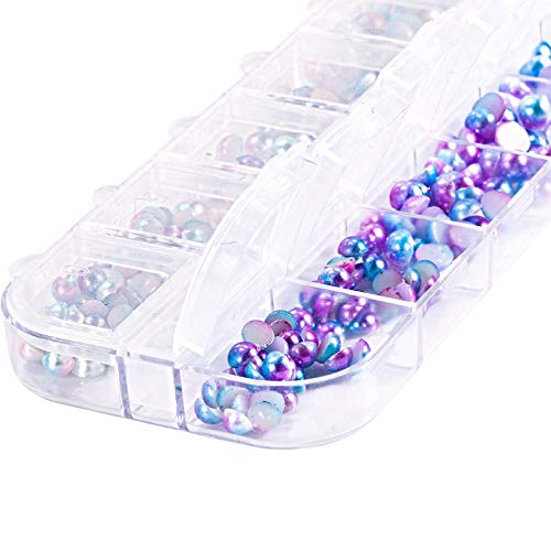 Nail Art Sequins 12 Grids/Case Mixed Size Pearl Beads Flat Back Gradient Nail Art Decor 3D Manicure Tool 3/4/5mm