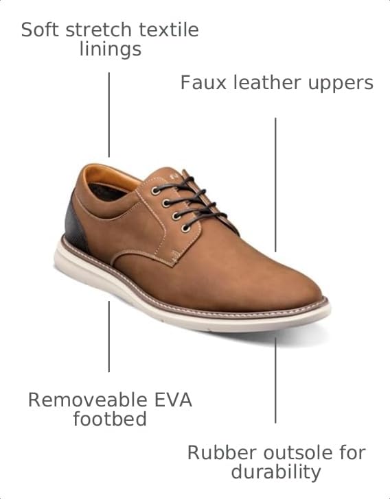 Image of Nunn Bush Chase 2.0 Casual Plain Toe Oxford Contemporary Lace-Up