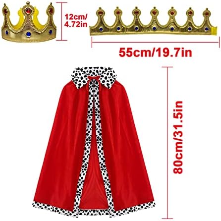 AHEJIOO Prinz Kostüm Set Für Kinder - Umhang Mit Krone 90cm Für Verkleidungspartys