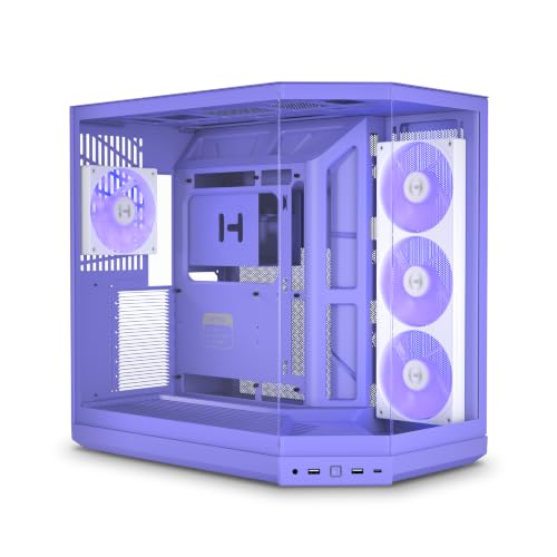 Image of HYTE Y50 RGB Essential Aesthetic Gaming PC Case - 4 aRGB Fans (1x 120mm + 1x 360mm Reverse) - Dual Chamber ATX Desktop Chassis - Rear Connect Motherboard Compatible - Taro Milk (Purple)