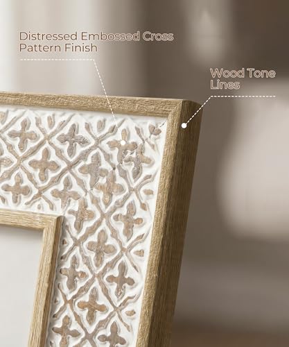 Afuly 5x7 Picture Frame Boho Picture Frames 3D Cross Pattern Distressed Moroccan Photo Frame Wall Desk Bohemia Home Office Decor Wedding Birthday Gifts for Mom Woman Grandma - Image 3