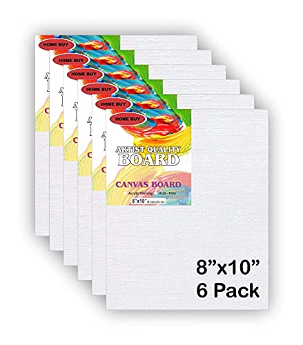 HOME BUY Canvas 8 X 10 Inch Cotton Canvas Board for Acrylic Painting, 25x20 cm, White Color (Pack of 6)