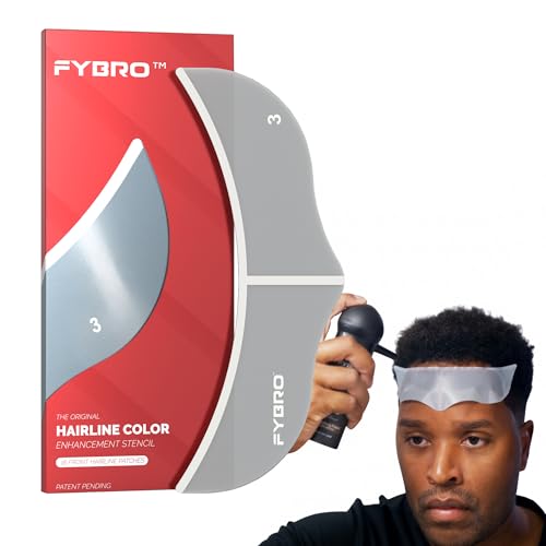 FYBRO Hairline Enhancement Stencil | 16 Pieces Stick-On Disposable Shape Up Tool for Hairline Spray and Hair Fibers | No Razor or Clippers Needed, Easy to Use for Sharp, Clean Lineup.