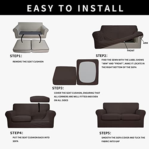 Image of Easy-Going Waterproof 3-Piece Loveseat Cover Couch Covers for Sofa