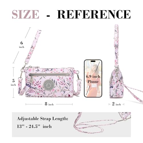 Image of Small Wristlet Wallets for Women Nylon RFID Cross body bag | Cell Phone Purse with Built-In Card Slots for Daily Outings