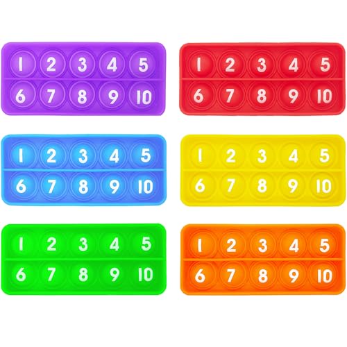 Anemeeoke Ten Frame Pop Board, Fidgets for Classroom, Quiet Sensory Toys Bubble Poppers, Pop for Counting Math, Focus Tools for Kids, Montessori Educational Toy Gift for Kindergarten (Set of 6)