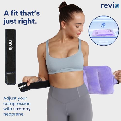 Image of REVIX Ice Pack for Injuries Reusable Gel for Lower Back & Shoulder, Purple | 16x9in Full Coverage for Lower Back, Shoulder, Hip & Knee, Cold Compress Therapy, Hands-free Strap, Long-lasting Gel