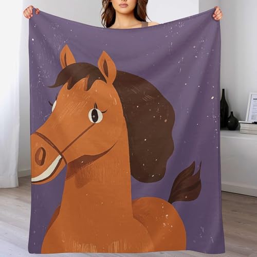 Couverture en flanelle douce au design équestre raffiné