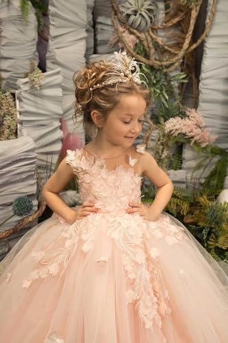 Lace Applique Flower Girl Dress for Wedding Tulle Puff Pageant Princess Dress for Girls Long Prom Ball Gown Dresses3