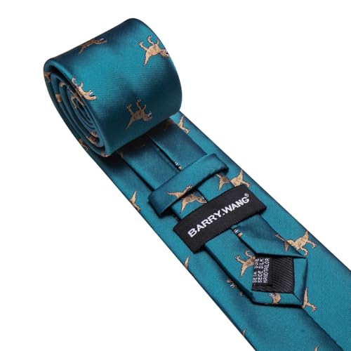 Image of Barry.Wang Man Tie Sets Skull Ties Animal Extra Long Necktie Silk Woven Handkerchief Cufflinks Festival Party Gift