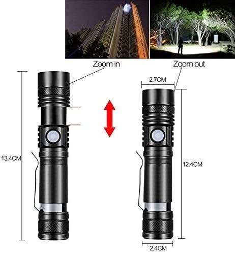 Super Bright Led Flashlight USB Led Torch T6/L2/V6 Power Tips Zoomable Bicycle Light Rechargeable Easy to Carry (Color : L2-8000 Lumens)
