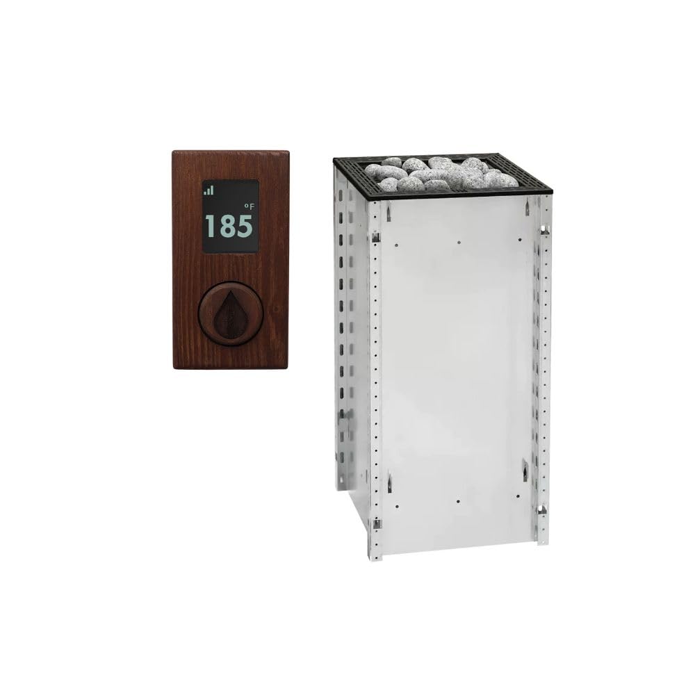 HUUM CORE6 6.5KW Series, Sauna Heater, Customizable Exterior with Control (Sauna Stones Included) (6.5kW Naked - Black Stainless Steel Inlay, UKU WiFi - Wood)