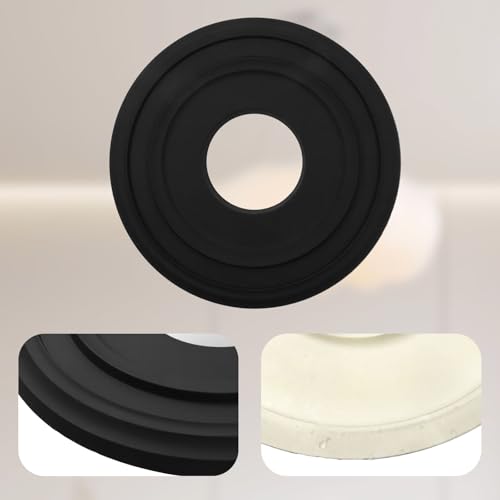 Image of HEVSTIL Black Ceiling Medallion 12 inchOD x 3.94 inchID, PU Light Fixture Cover | PU material, black finish, 12 inch OD, 3.94 inch ID, lightweight, easy install, for chandeliers, ceiling fans, modern decor