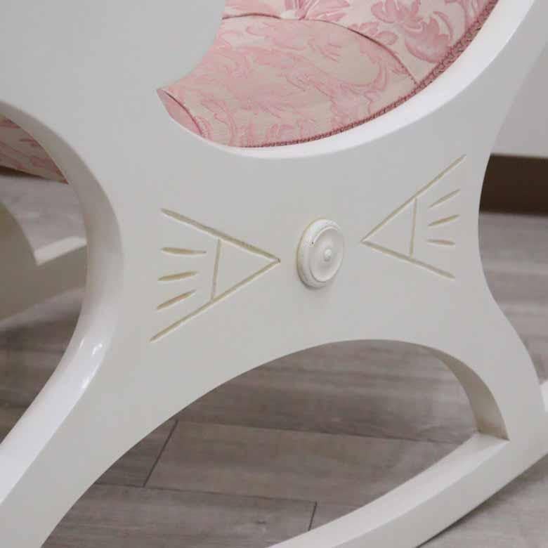 イタリア ロッキングチェア ホワイト 木製 完成品 ピンク イタリア