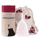 Carmesi Wiederverwendbare Menstruationstasse für Frauen – mittlere Größe – weichste Tasse Everrr – hergestellt in Europa – FDA & Gynäkologen genehmigt – ohne Ausschlag – mit kostenloser Tasche, Weiß