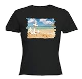 MERCHANDMANIA Camiseta Negra Mujer Ancla Isla Playa MAR Caribe Oferta Tshirt