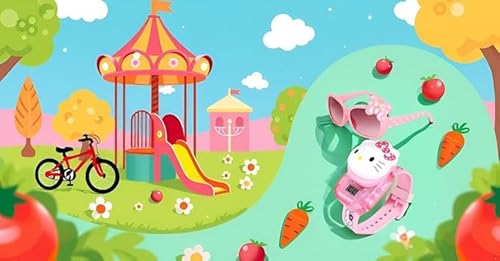 Image of ALNA-TURA Pink Digital Stylish Watch & Sunglasses| Combo Gifts for Kids Baby Girls| Cartoon Character Design| UV Protection Shades & LED Light Watch for Birthday Gift (Age 3 to 10 Years)
