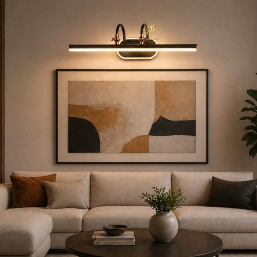 Image of Glowave Classic Metal Black Rose Gold LED Mirror Light Vanity Bathroom Picture Light - Tricolour (Warm White, White, Natural White) (575B /18+3W)