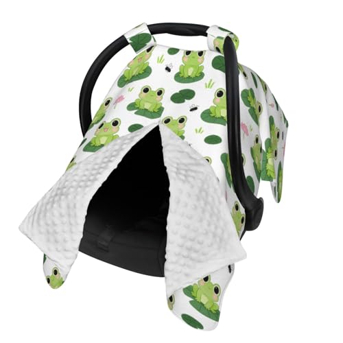 Image of Frog Baby Car Seat Canopy Cover Multi Use Nursing Cover for Mom Nursing Covers Newborn Frog Shower Gift