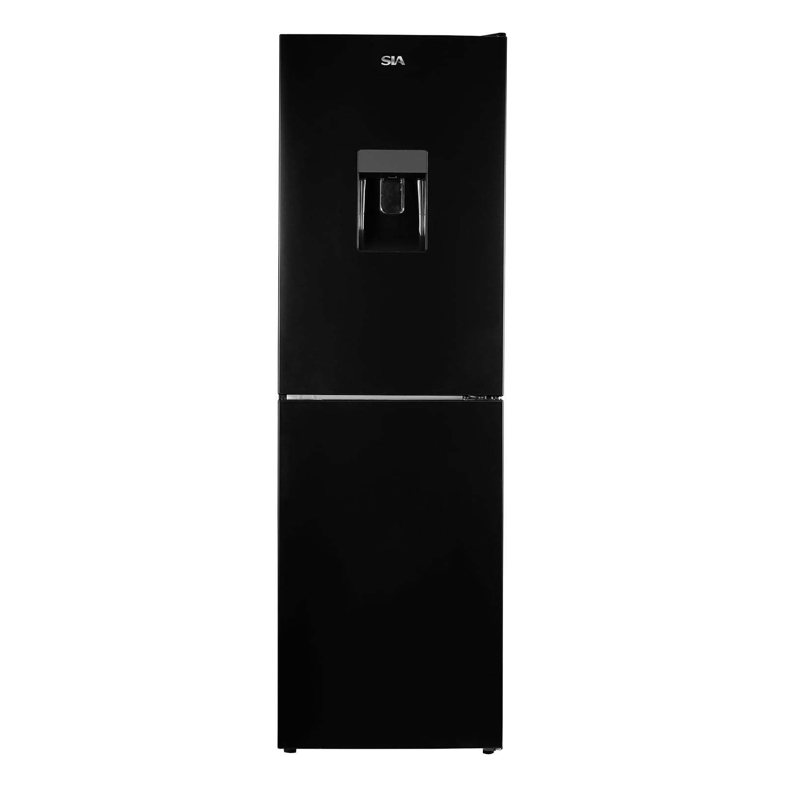SIA SFF17650BLE 50/50 Split Freestanding 252L Combi Fridge Freezer with Water Dispenser in Matte Black, Includes 3 Glass Fridge Shelves & 4 Freezer Compartments