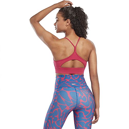 Image of Reebok Women's Satin 91% PES /9% El-Interlock-Hydrophilic Finish /Print-Digital Sublimation-Disperse Classic Workout Sports Bra