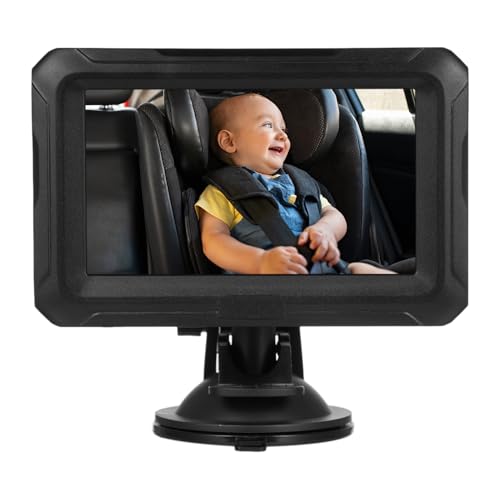 Jopwkuin Cámara para Automóvil de bebé, Monitor 1080P de Alta Definición, Rotación de 360° para Bebés y Niños Orientados hacia Atrás (sin Cable USB)