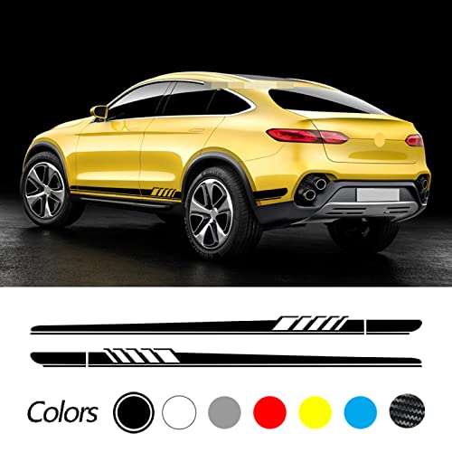 Qwldmj 2X Puerta de Coche Rayas Laterales Falda Pegatina Estilo Deporte calcomanía para Mercedes Benz GLC Clase X253 Coupe C253 AMG Accesorios Cover