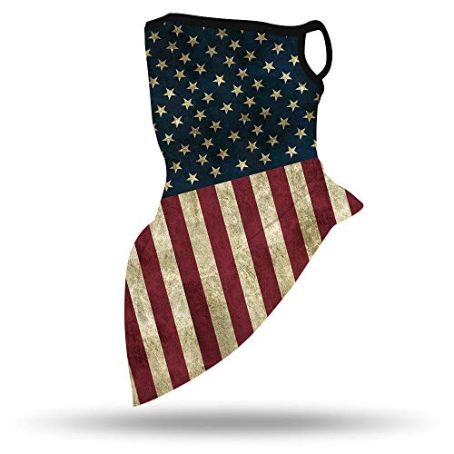 US Flag Face Mask Neck Gaiter Shield Scarf Bandana Face Mask Seamless UV Protection and Windproof Hanging Ears Face Mask for Men Women Motorcycle Cycling Riding Skiing Party（Flag red）