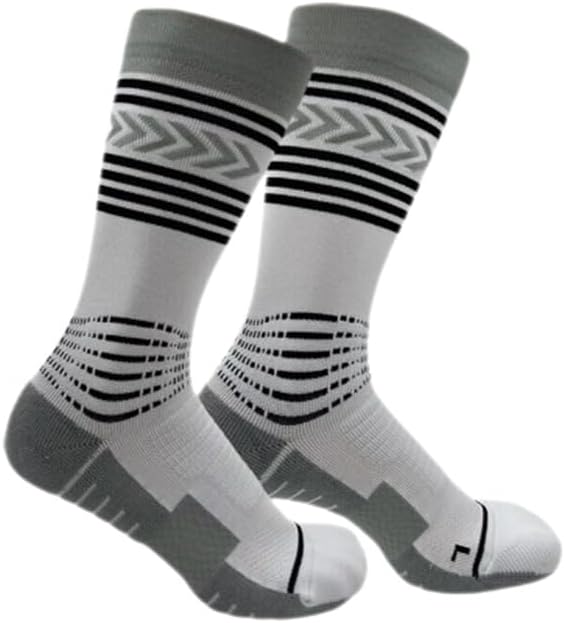 Compression Cushioning Basketball Socks,Shock Absorbing and Anti-slip,Thick Bottom Tall Design,Men Women,3 Pair