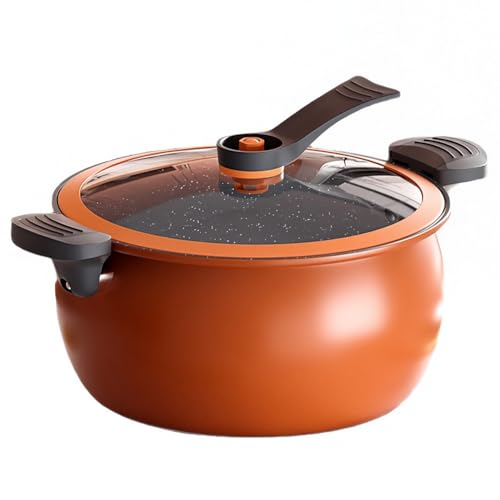 Multifunctional Large Capacity Non-stick Pressure Cooker: 8QT Family-Size | Non-Stick Surface | Visual Glass Lid | Safety Valve | Fast Cooking Pot for All Stovetops (Gas/Induction/Electric)