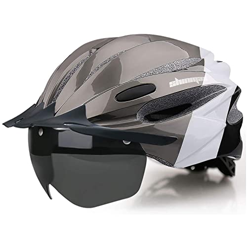Casco Bici Con Faro LED Ricaricabile USB – Luci Anteriori E Posteriori – Regolabile 54-61 Cm – Per Adulti, Ciclismo, Scooter, Guida Notturna