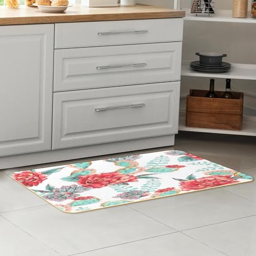 Tapete de cocina antideslizante lavable VAPOKF alfombras absorbentes cactus 2 uds 7