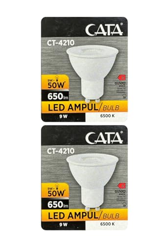 9W (50W) Beyaz Işık 6500K GU10 LED Spot Ampul, 2 Adet