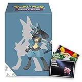 Tamaño: aprox. 10 cm Lively Moments Cartas Pokémon Ultra-PRO Deck Box con diseño de Lucario y tarjeta de felicitación gratis