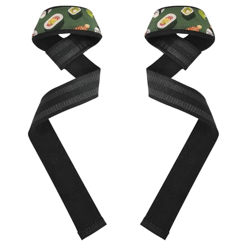 Nander Cute Little Sushi Wrist Straps for Weightlifting,Lifting Straps with Neoprene Cushioned Wrist Padded and Anti-Skid Silicone for Strength Training,Bodybuilding,Deadlifting