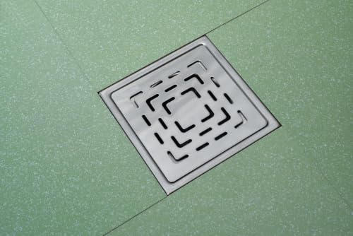 Image of Furiq Bath Curl 5x5 Inch Square Floor Drain | SS 304 Grade Stainless Steel Floor Trap Jali & Drain Cover | Anti-Rust Matt /Satin Finish