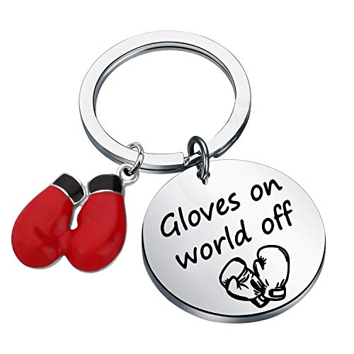 CENWA Boxing Coach Gift Boxer Coach Appreciation Gift From Team Gloves On World Off Keychain Kickboxing Gift (Gloves On World K)