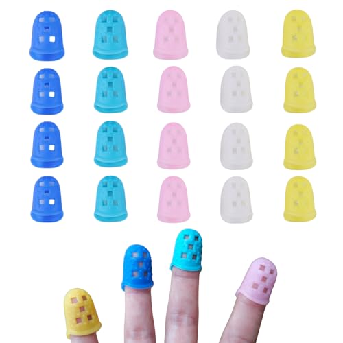 Yukfdcnb 20pcs Kids Silicone Finger Protectors, Suitable for Children Under 10 Years Old Five Colors Guitar Fingertip Protector Finger Covers Chord Presser for Ukulele Guitar Bass